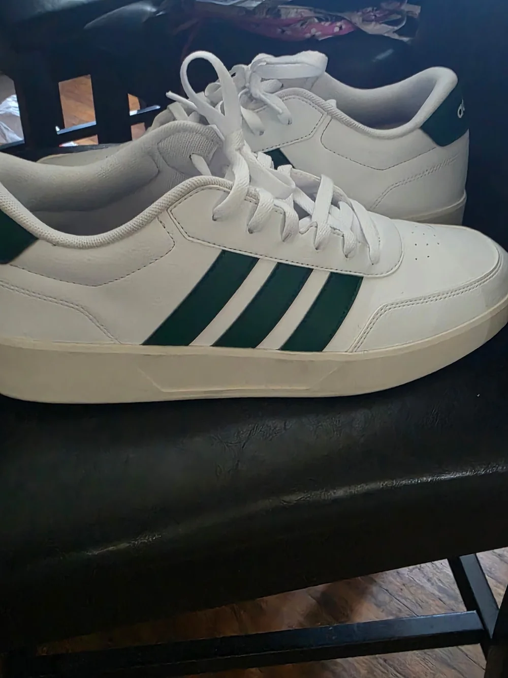 Adidas White & Green Men’s Low-Top Sneakers